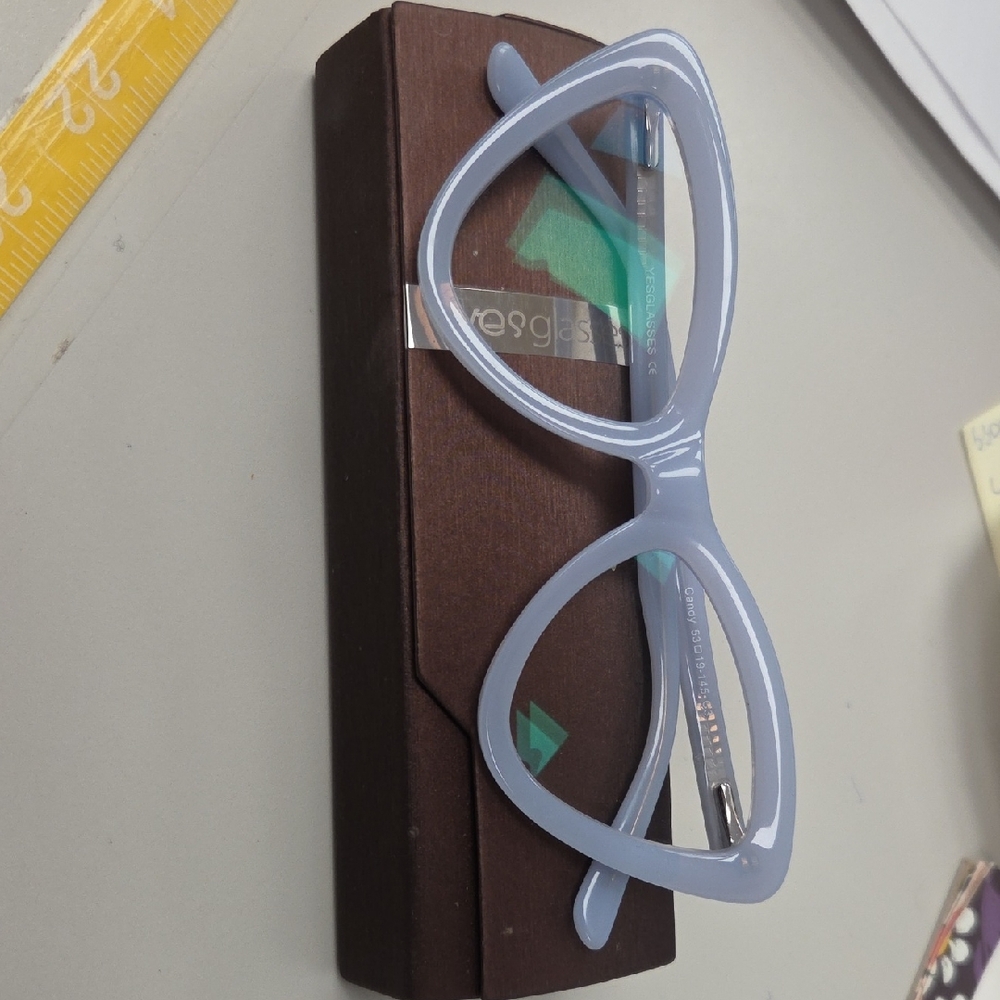 Yes- Elegant Light Blue Cat-Eye Glasses